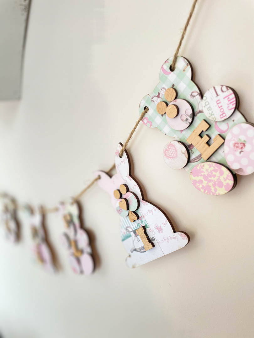 Personalised Wooden Nursery Bunting – Baby Pink