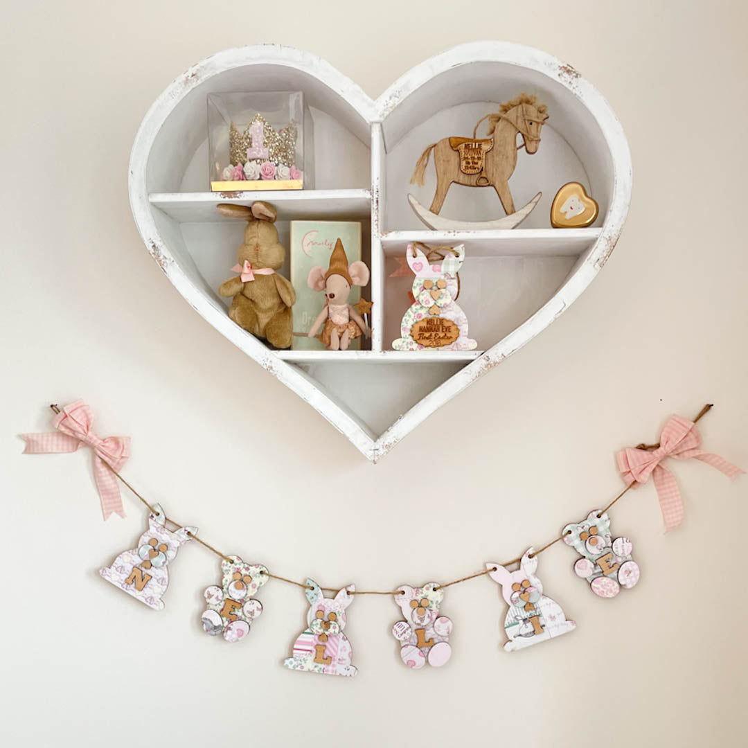 Personalised Wooden Nursery Bunting – Baby Pink