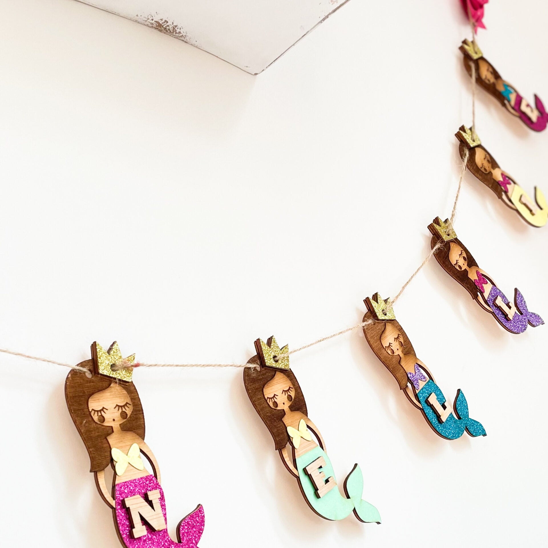 Personalised Wooden Mermaid Bunting