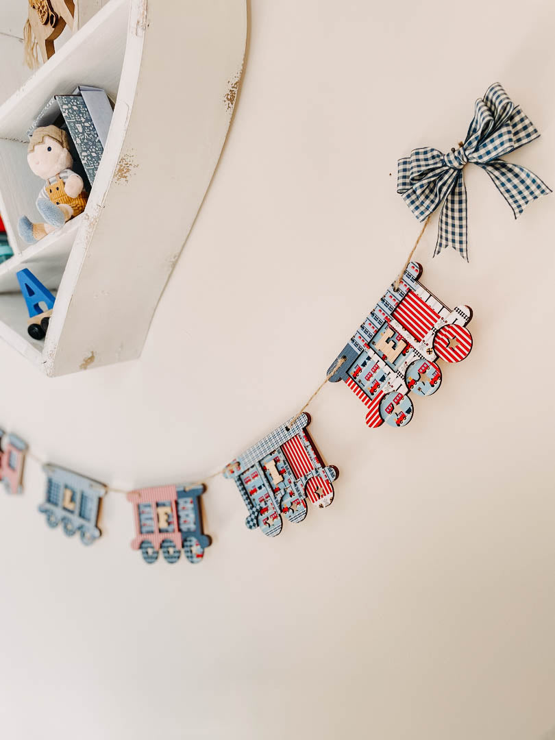 Personalised Wooden Train & Carriage Bunting