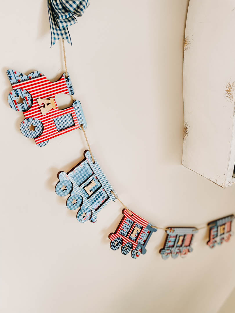 Personalised Wooden Train & Carriage Bunting