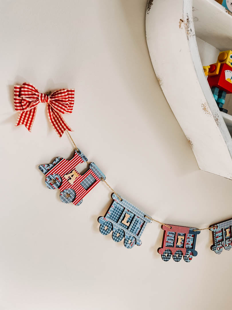 Personalised Wooden Train & Carriage Bunting