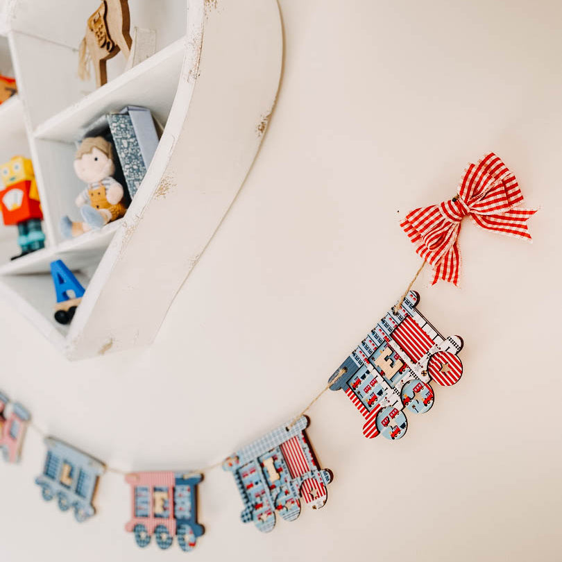 Personalised Wooden Train & Carriage Bunting