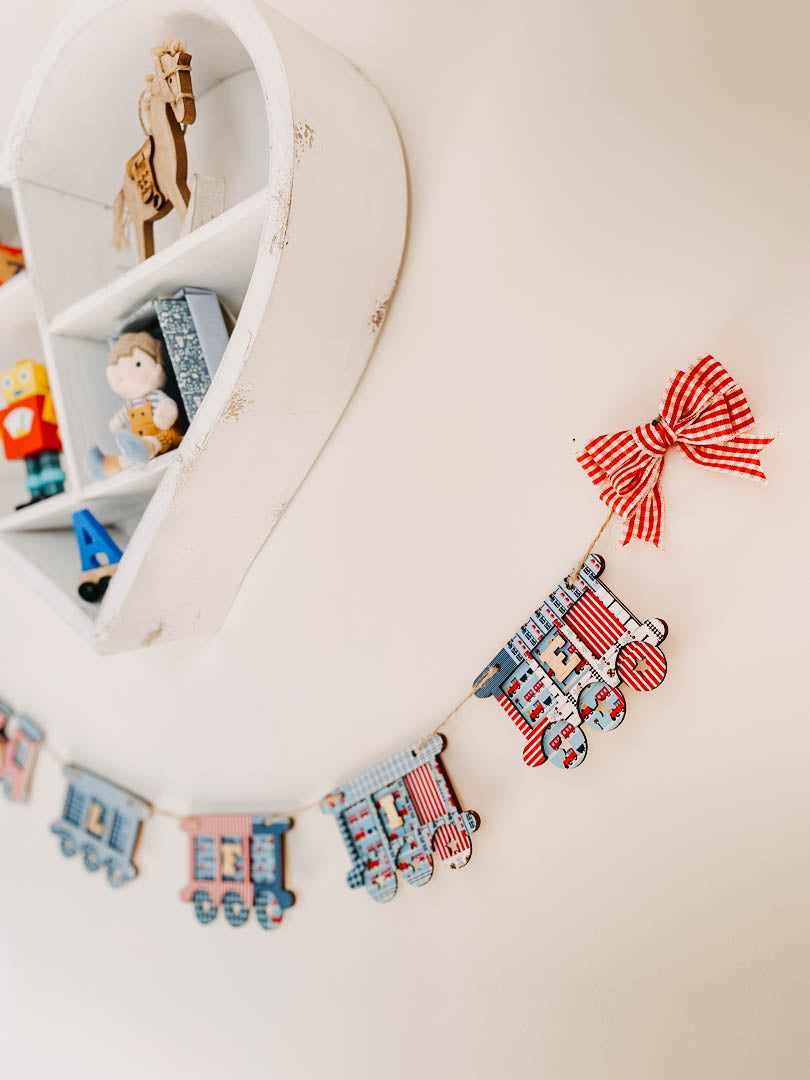Personalised Wooden Train & Carriage Bunting