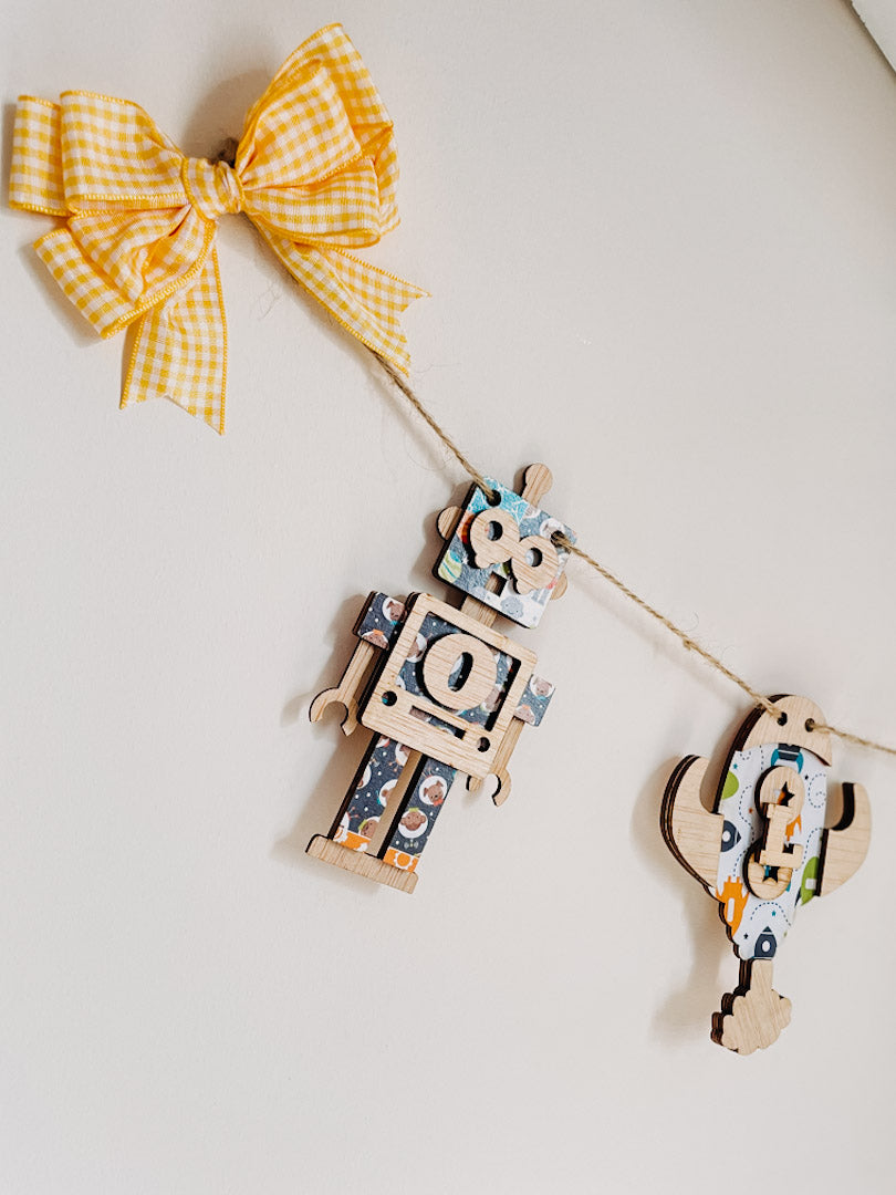 Personalised Wooden Space Bunting