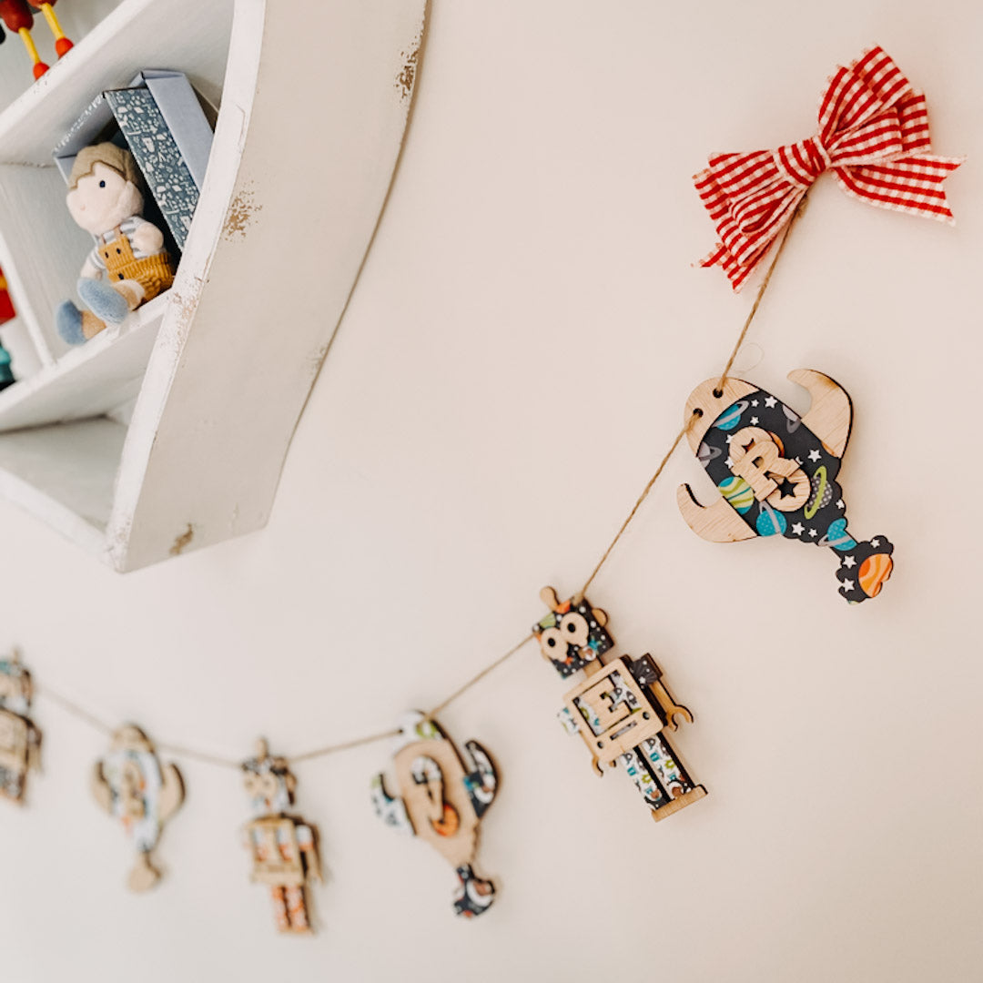 Personalised Wooden Space Bunting