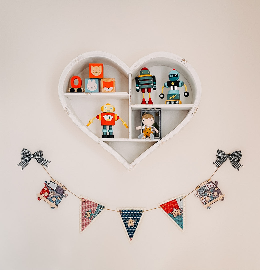Personalised Wooden Camper Van And Triangle Bunting