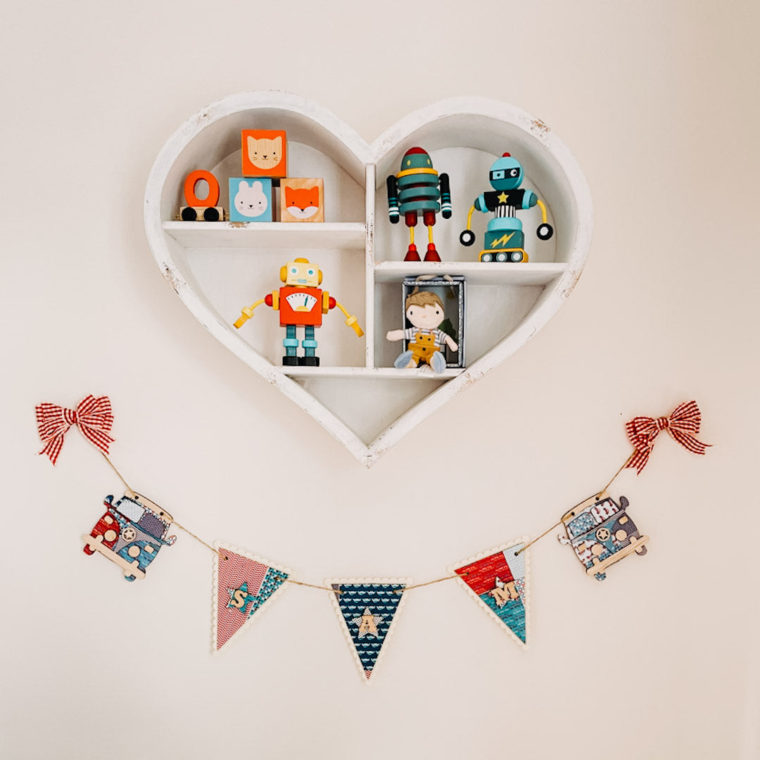 Personalised Wooden Camper Van And Triangle Bunting