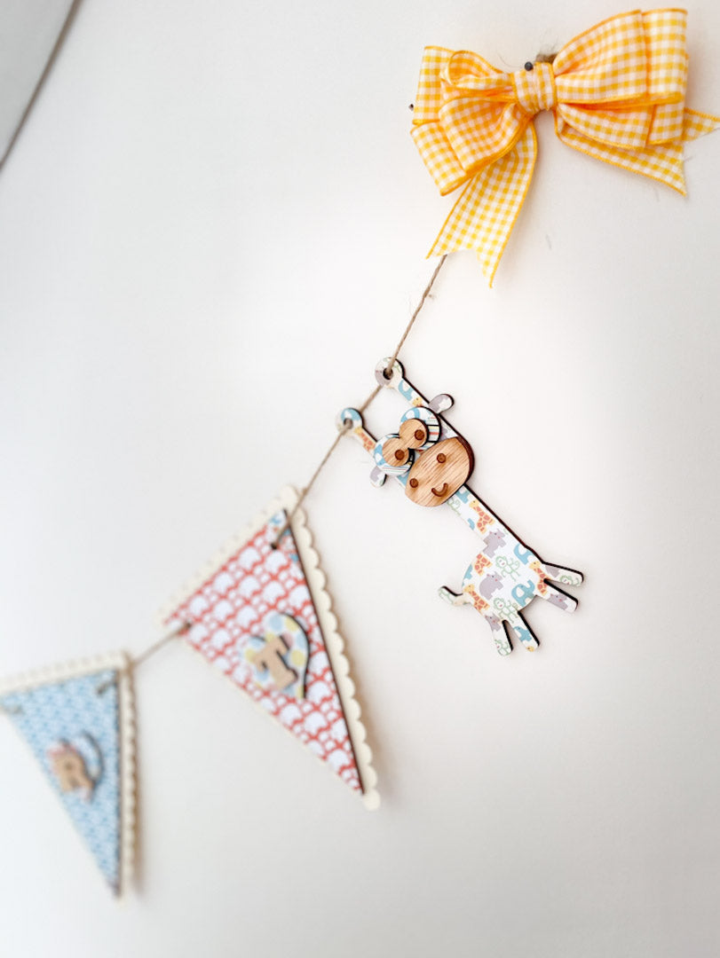 Personalised Wooden Jungle Themed Triangle Bunting