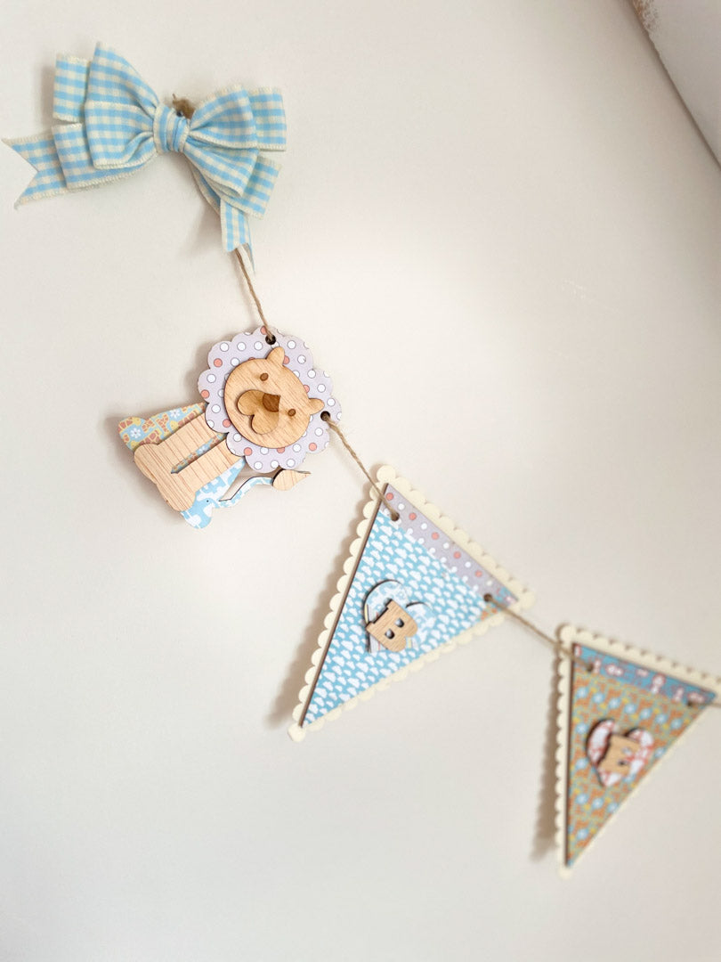 Personalised Wooden Jungle Themed Triangle Bunting