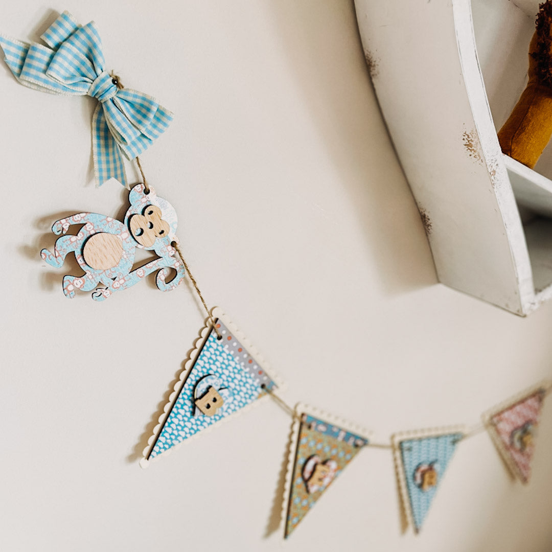 Personalised Wooden Jungle Themed Triangle Bunting