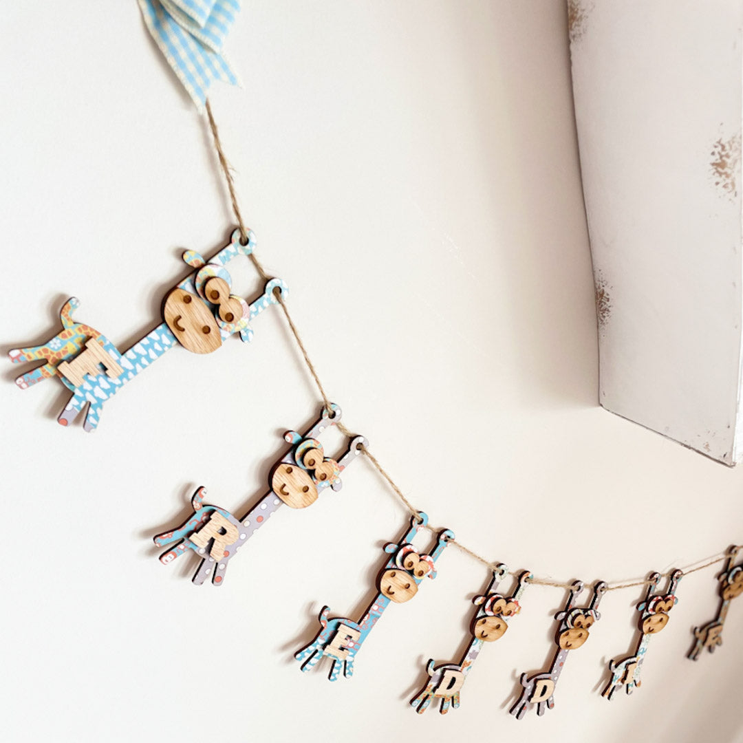 Personalised Wooden Jungle Bunting