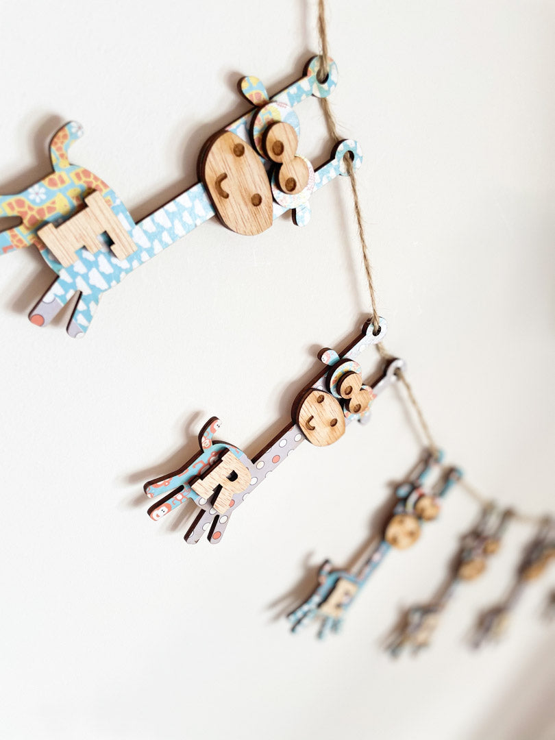 Personalised Wooden Jungle Bunting