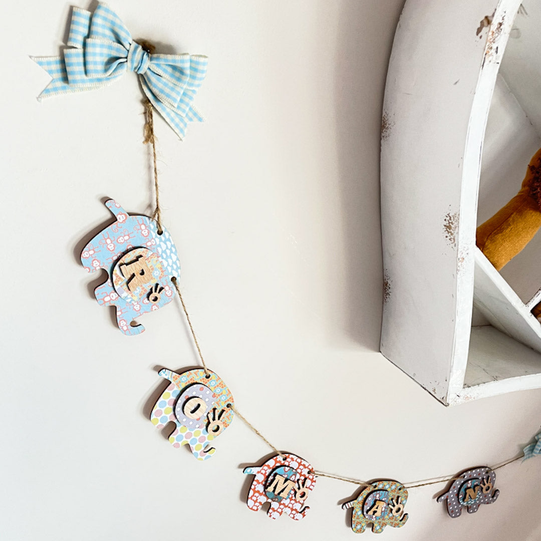 Personalised Wooden Jungle Bunting