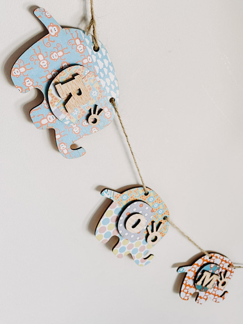 Personalised Wooden Jungle Bunting