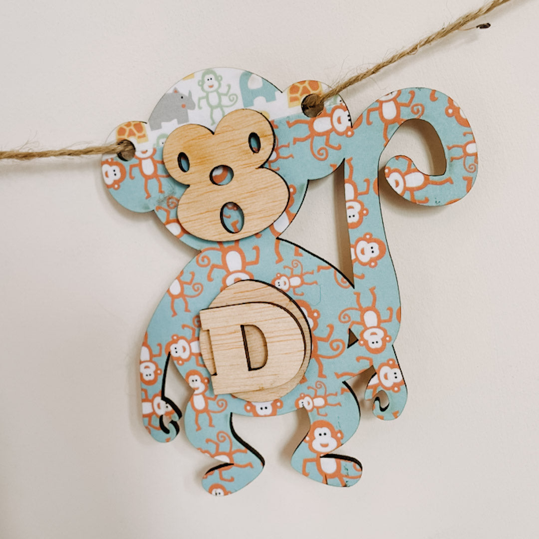 Personalised Wooden Jungle Bunting