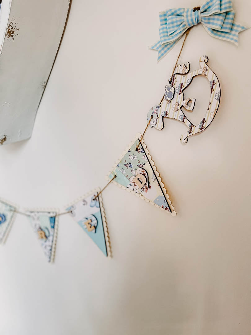 Personalised Wooden Nursery Bunting – Baby Blue