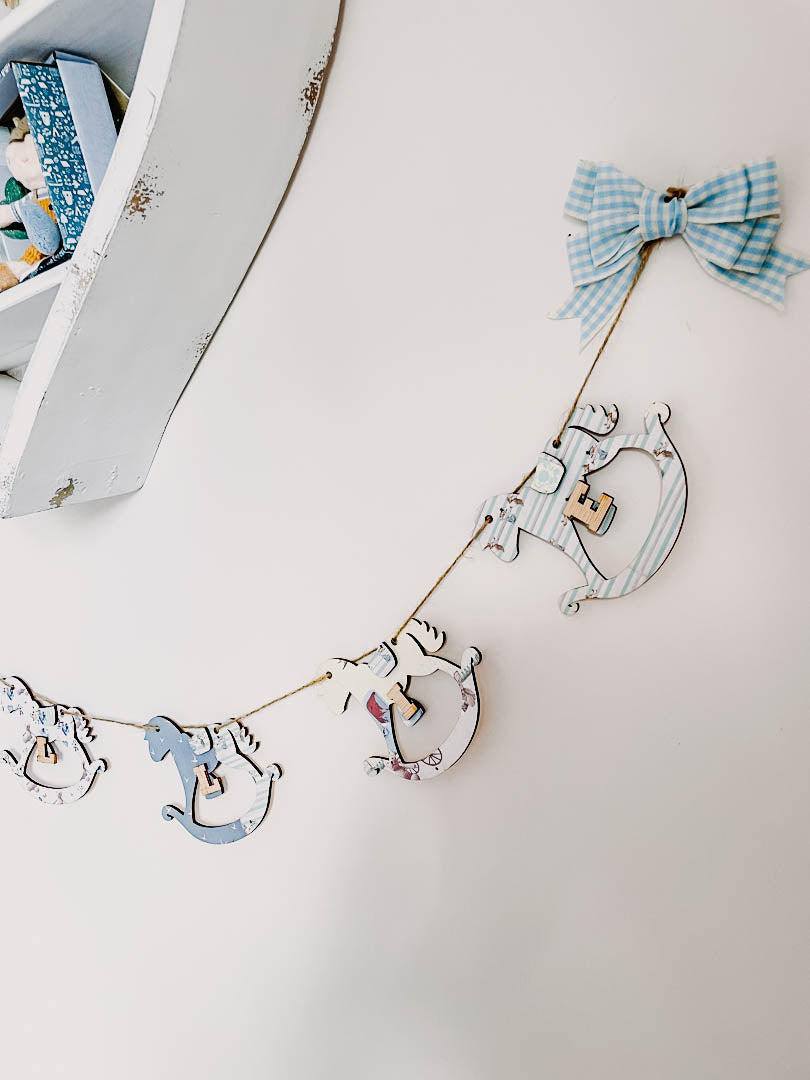 Personalised Wooden Nursery Bunting – Baby Blue