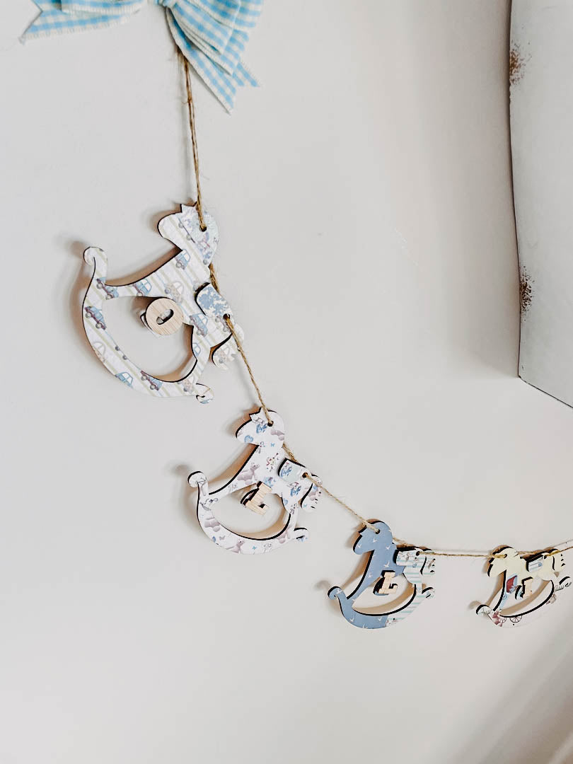 Personalised Wooden Nursery Bunting – Baby Blue
