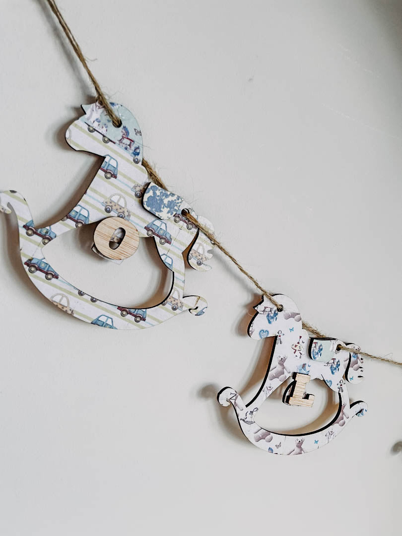 Personalised Wooden Nursery Bunting – Baby Blue
