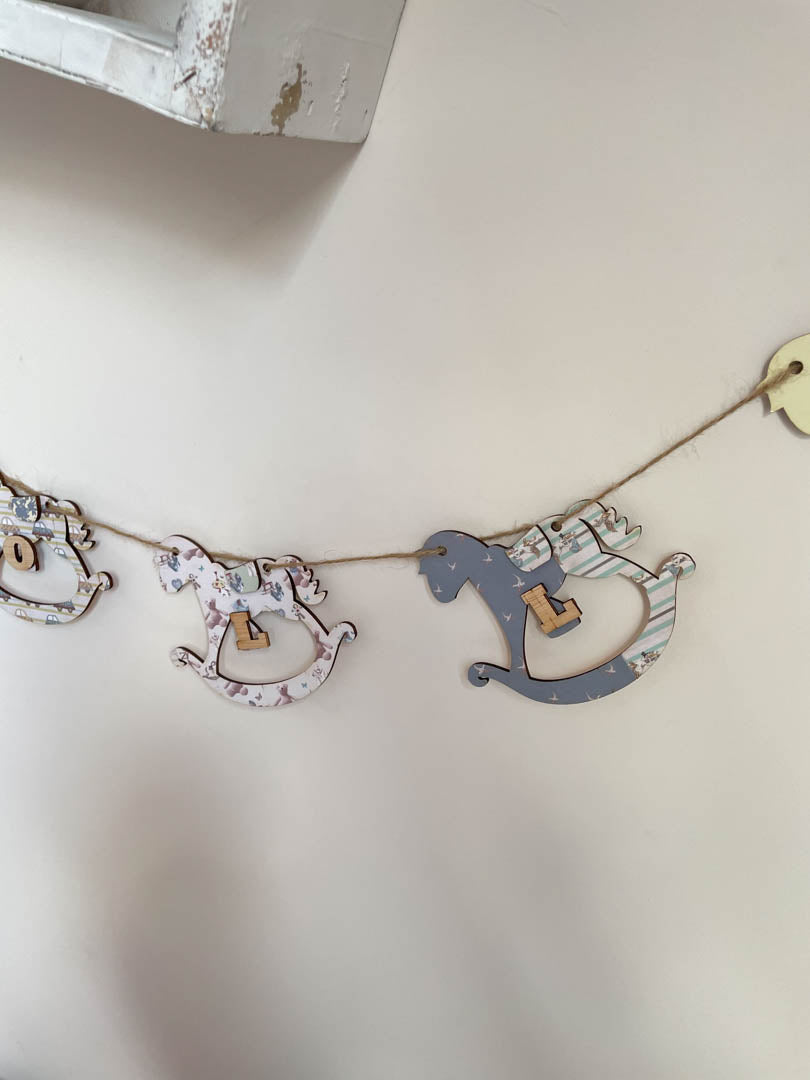 Personalised Wooden Nursery Bunting – Baby Blue