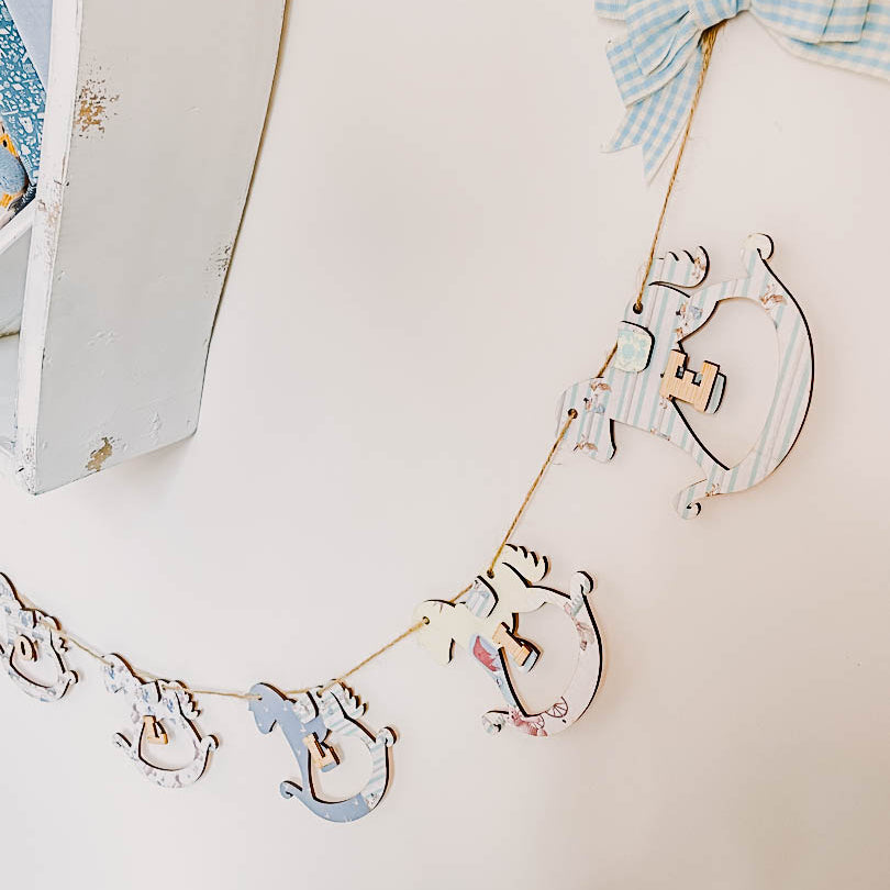 Personalised Wooden Nursery Bunting – Baby Blue
