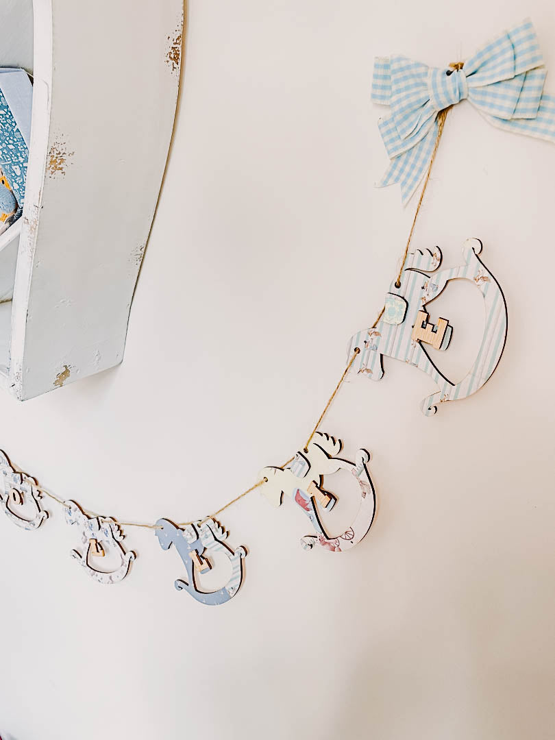 Personalised Wooden Nursery Bunting – Baby Blue