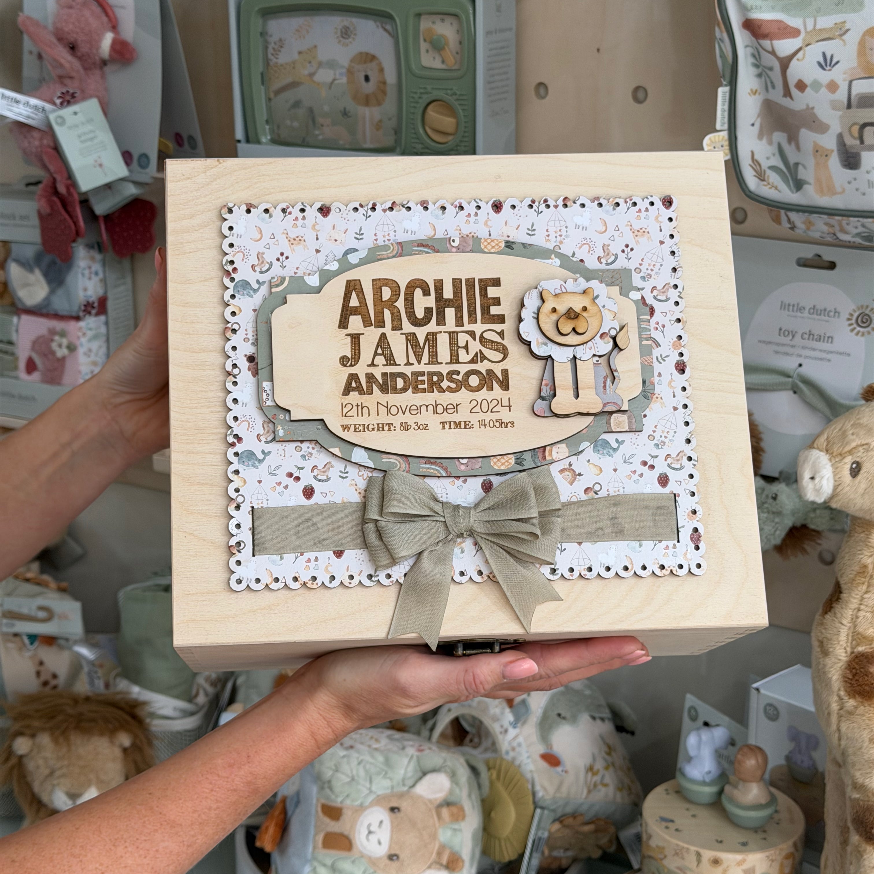 Neutral Baby Memory Box – Personalised Wooden Keepsake Box