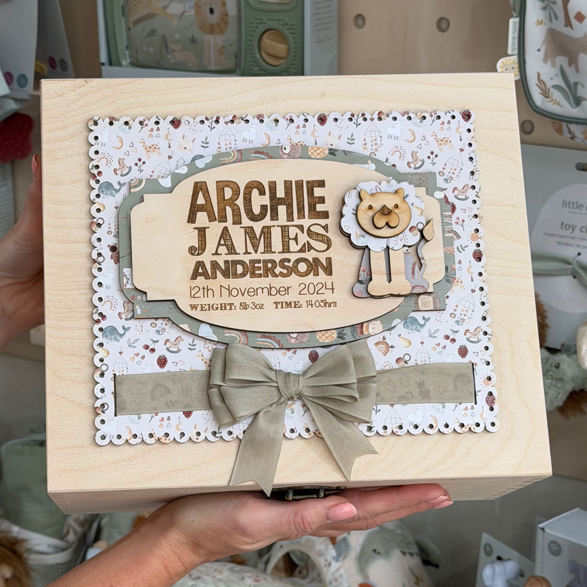 Neutral Baby Memory Box – Personalised Wooden Keepsake Box