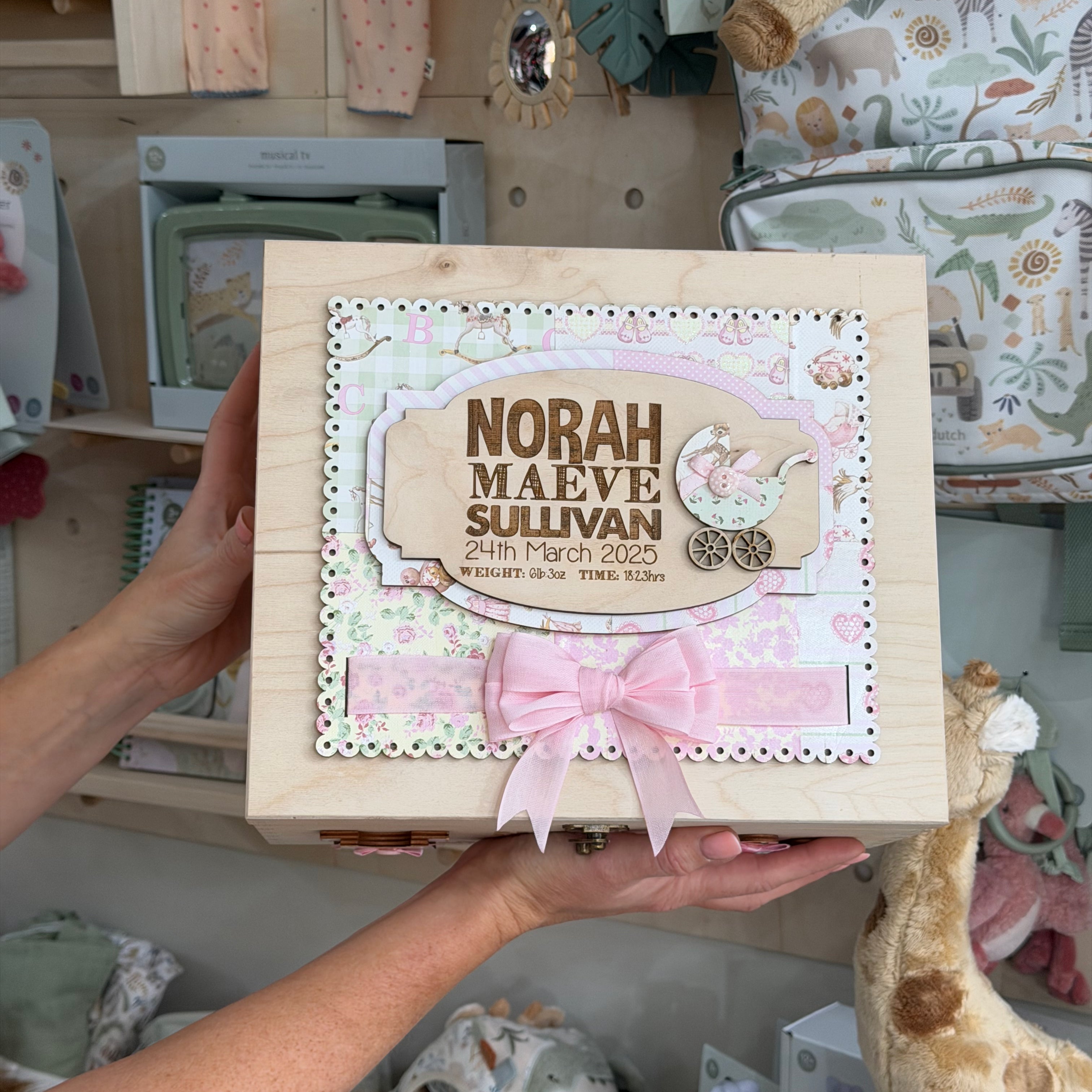 Pink Baby Memory Box – Personalised Wooden Keepsake Box