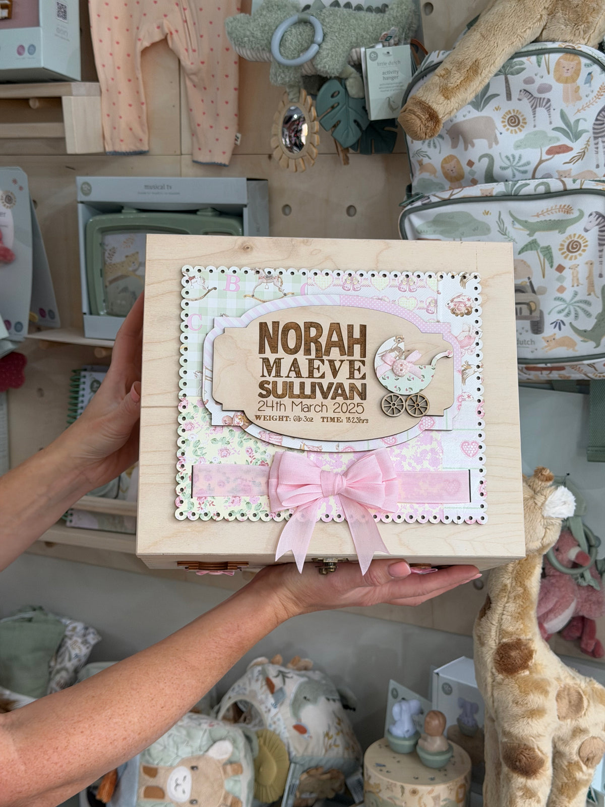 Pink Baby Memory Box – Personalised Wooden Keepsake Box