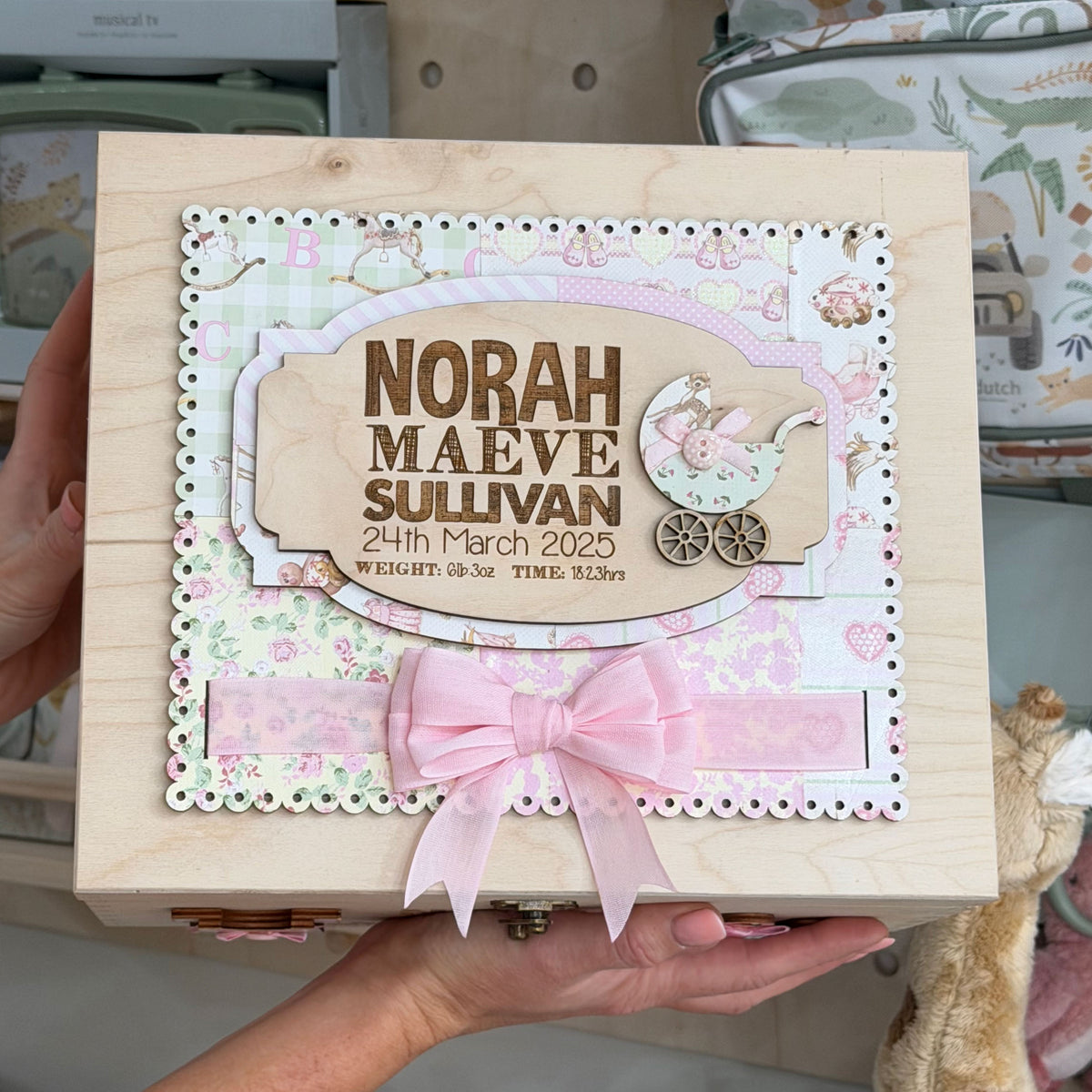 Pink Baby Memory Box – Personalised Wooden Keepsake Box