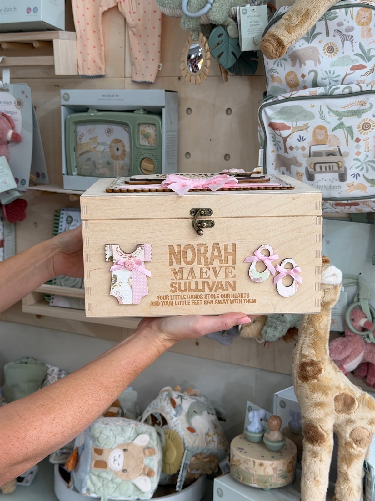 Pink Baby Memory Box – Personalised Wooden Keepsake Box