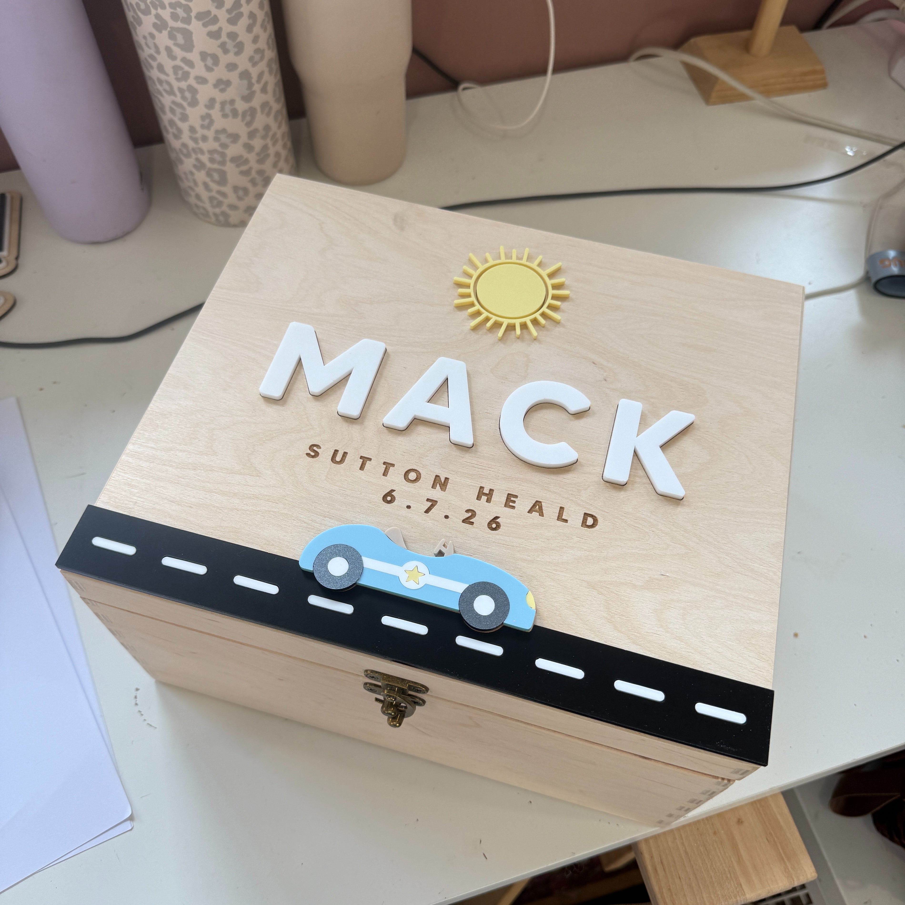 Personalised Wooden Racing Car Keepsake Box