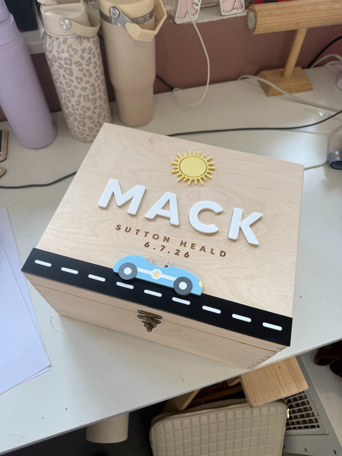 Personalised Wooden Racing Car Keepsake Box