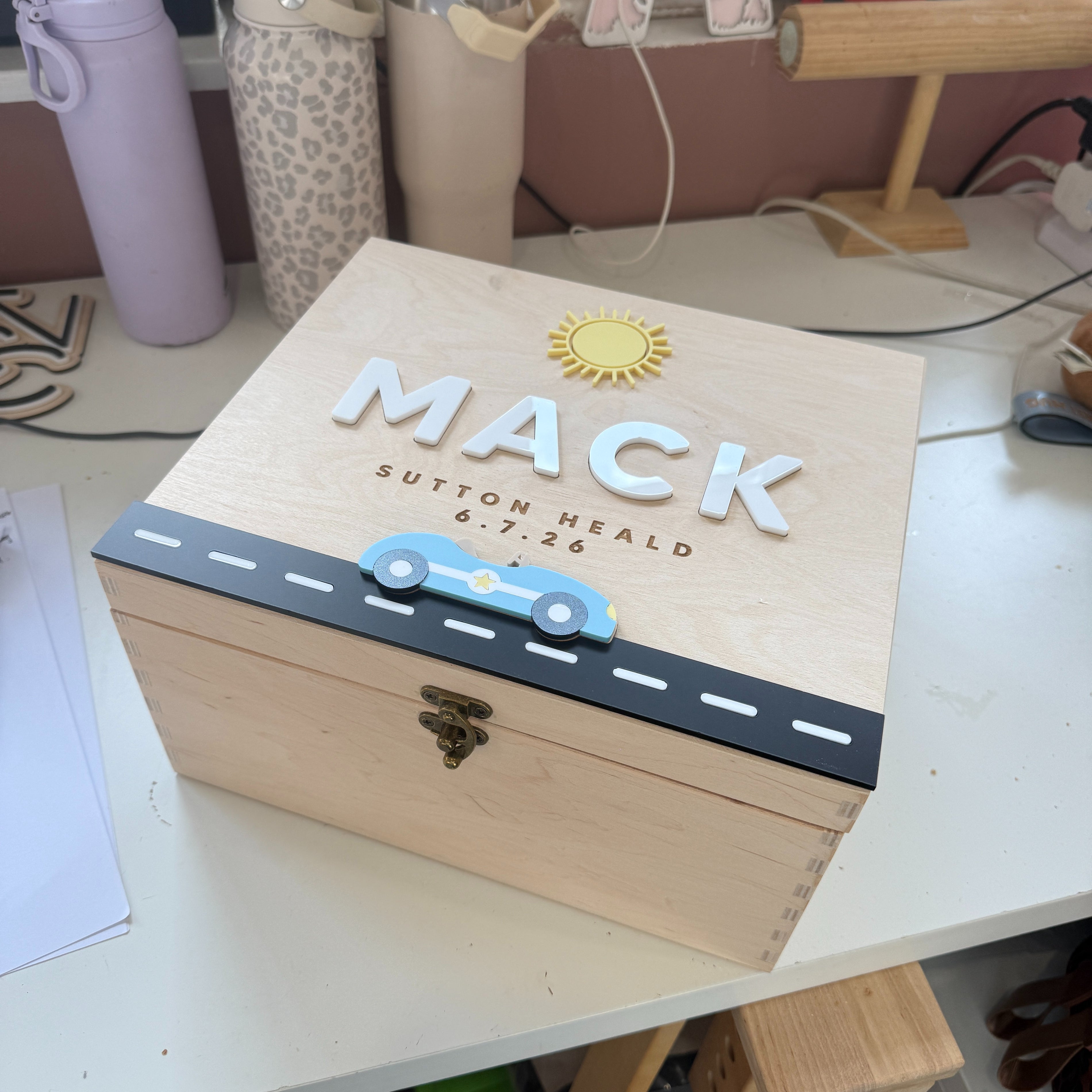 Personalised Wooden Racing Car Keepsake Box