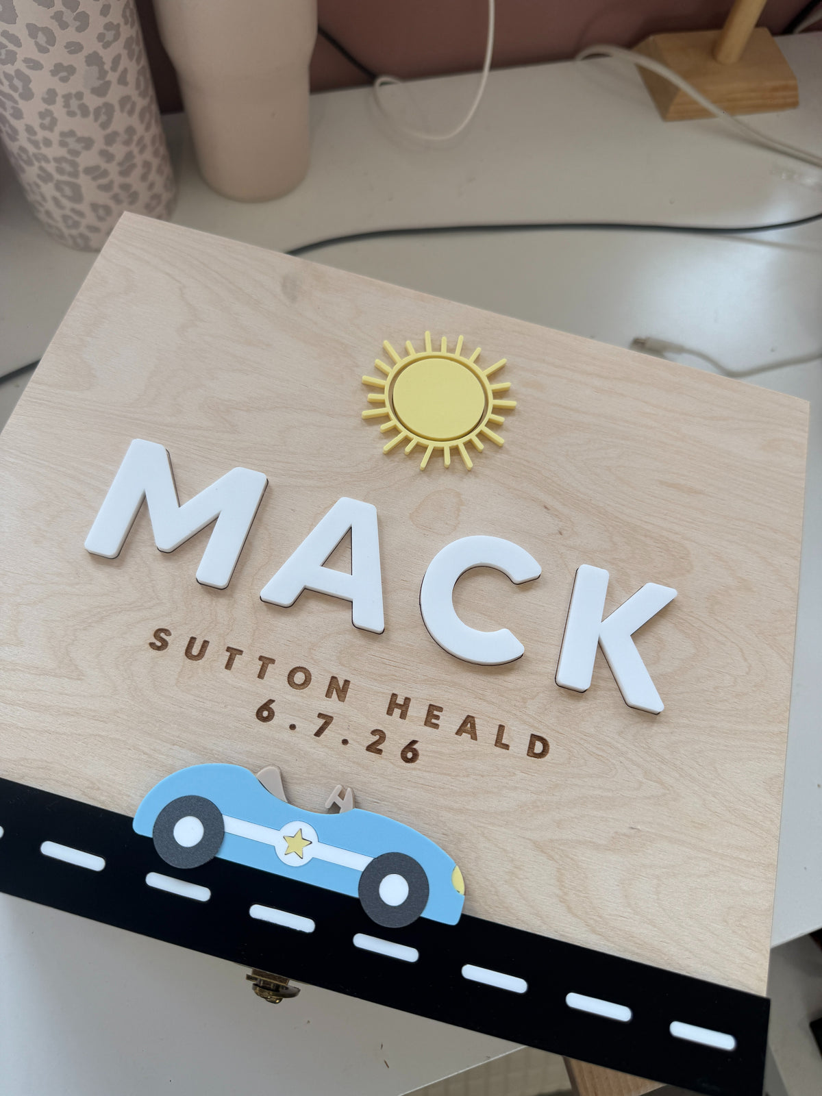 Personalised Wooden Racing Car Keepsake Box