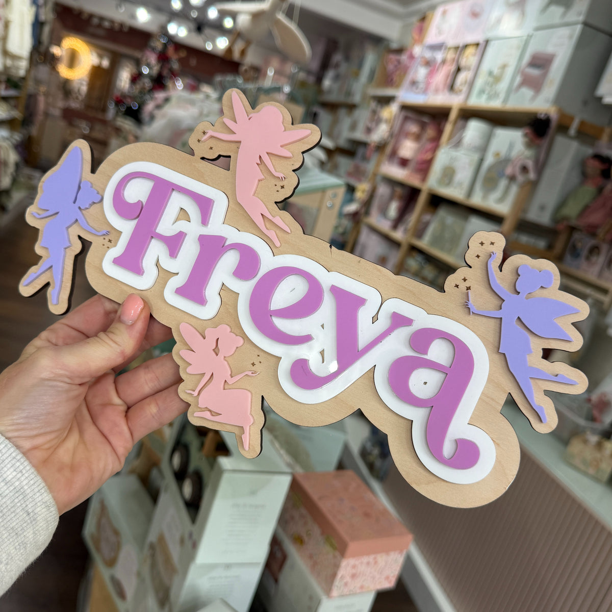 Personalised Wooden & Acrylic Name Sign – Fairy Wishes