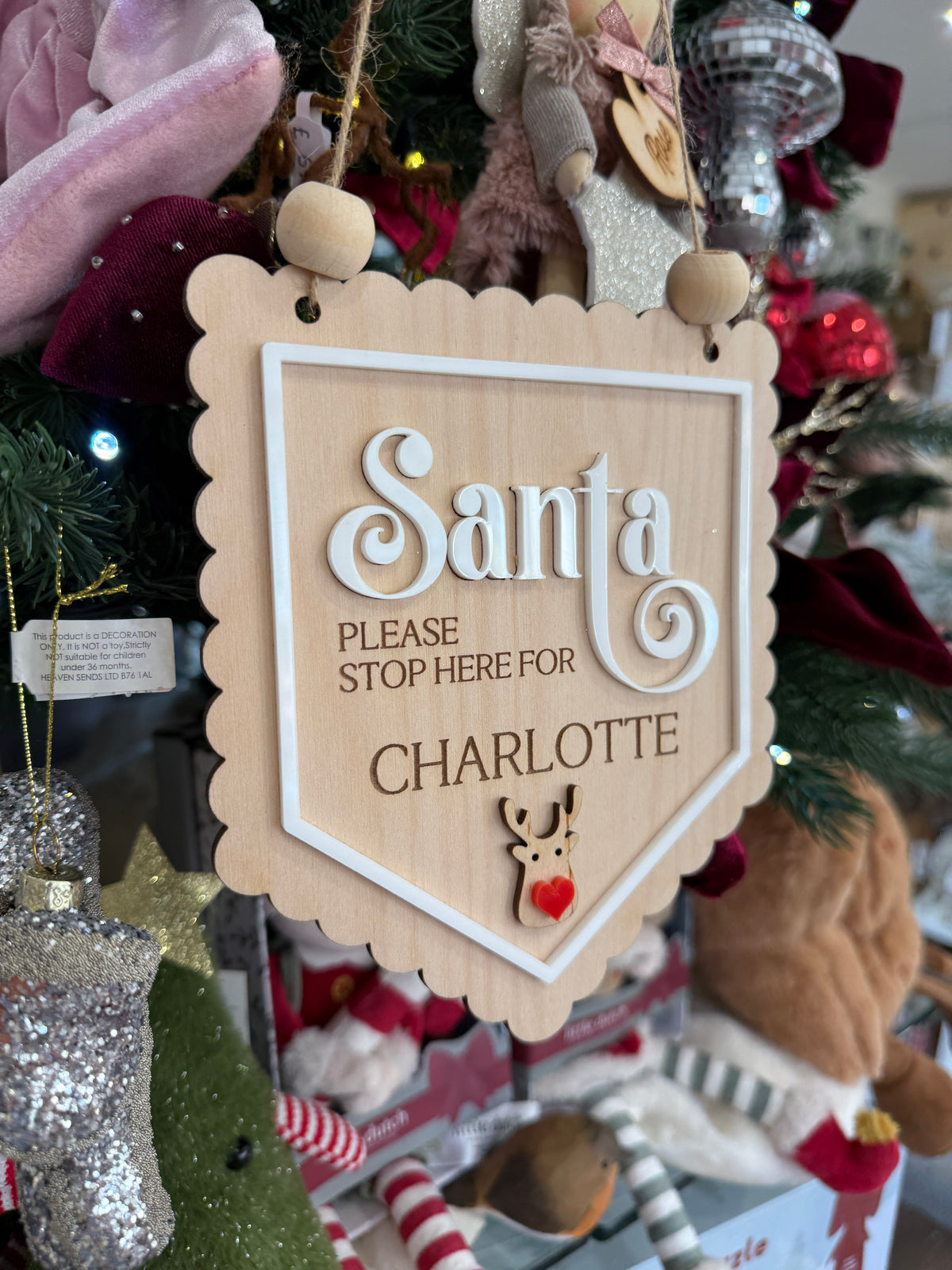 Personalised Santa Stop Here Wooden Christmas Sign