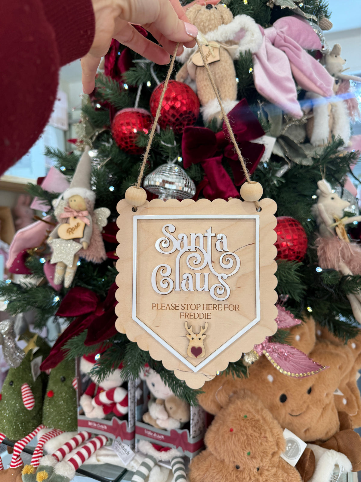 Personalised Santa Stop Here Wooden Christmas Sign
