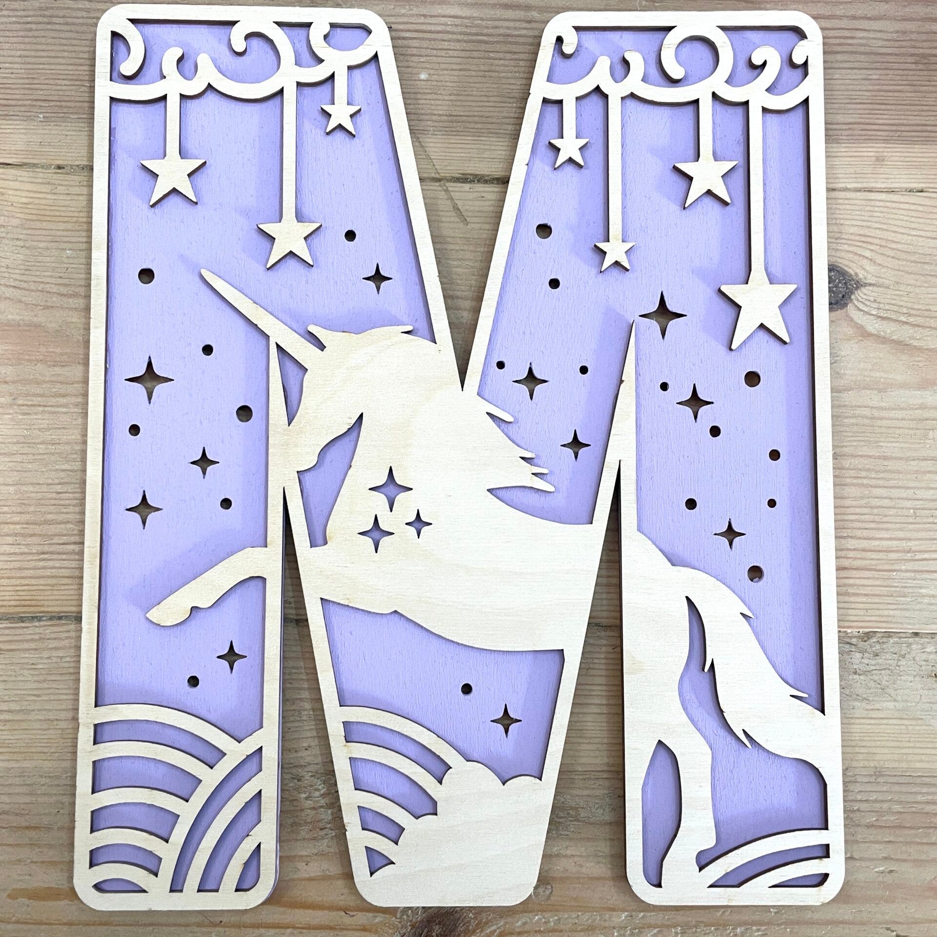 Personalised Unicorn Wooden Wall Letters – Nursery & Bedroom Decor