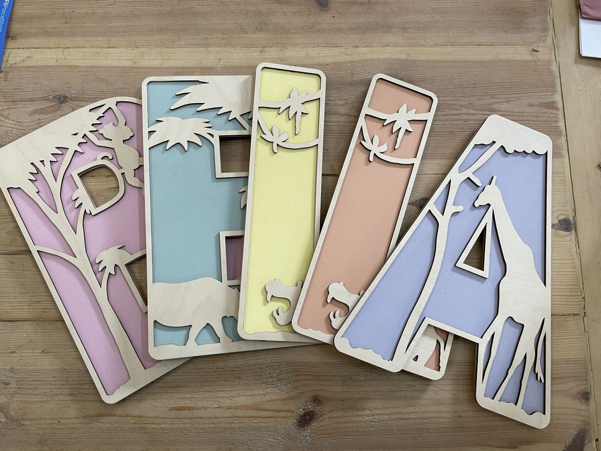 Personalised Safari Wooden Wall Letters – Nursery & Bedroom Decor