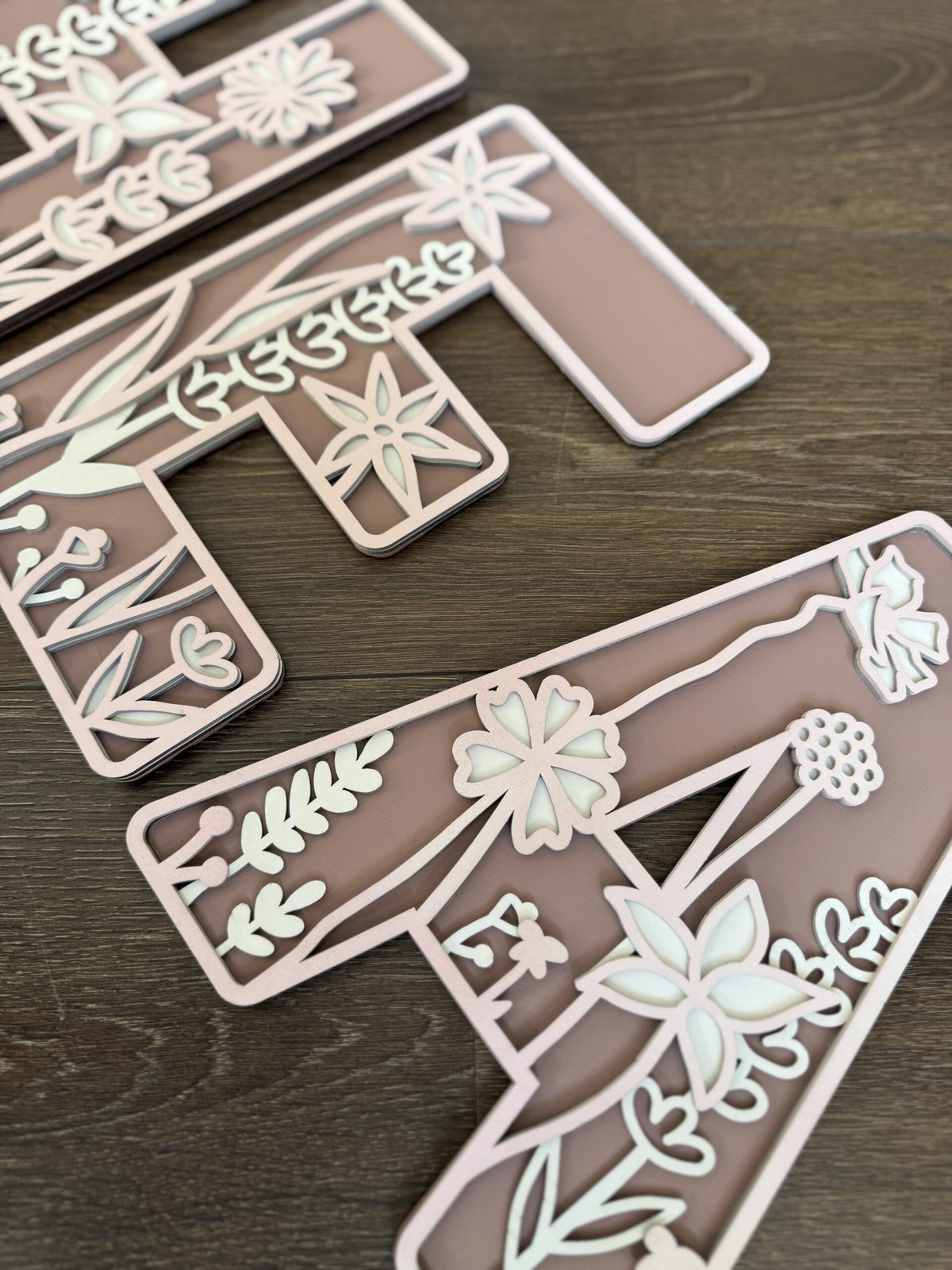 Personalised Wildflower Letters PINKS Wooden Wall Letters – Nursery & Bedroom Decor