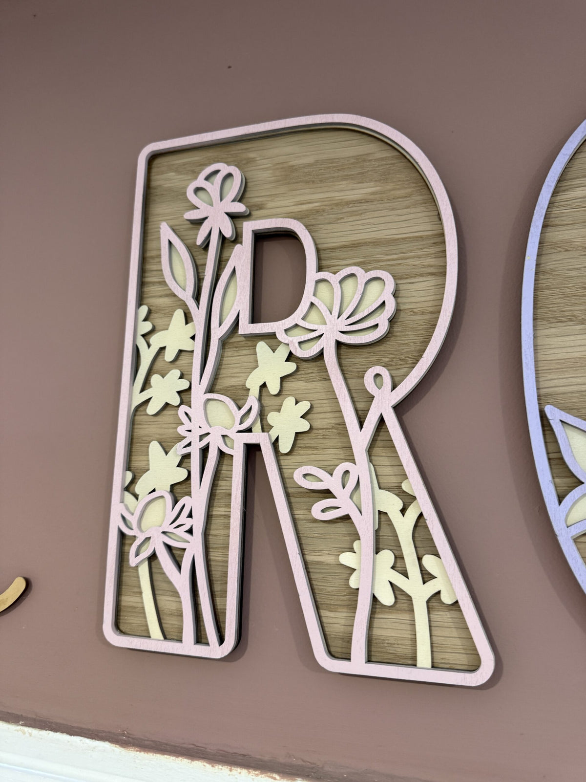 Personalised Wildflower Letters natural & pastel Wooden Wall Letters – Nursery & Bedroom Decor