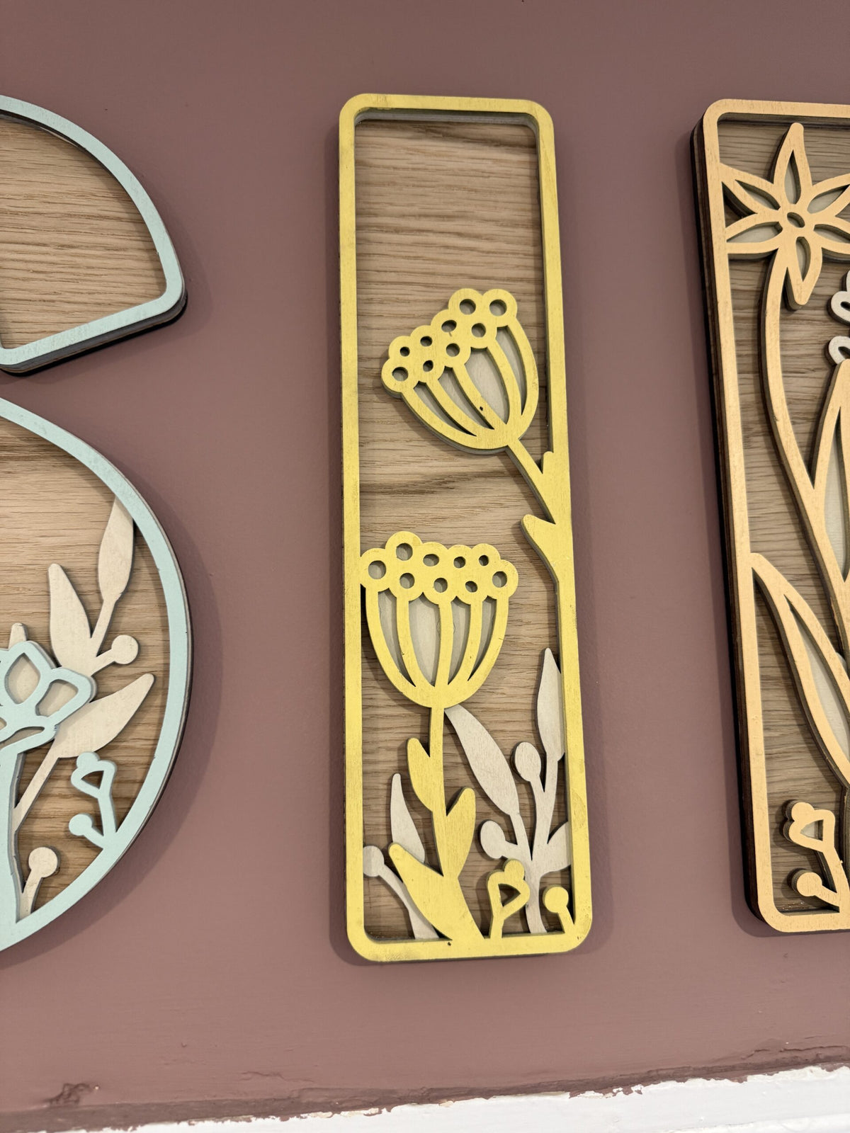 Personalised Wildflower Letters natural & pastel Wooden Wall Letters – Nursery & Bedroom Decor