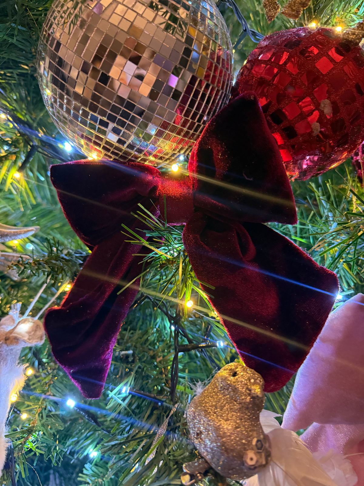 Burgundy Red Velvet Bow Christmas Decoration – 15cm