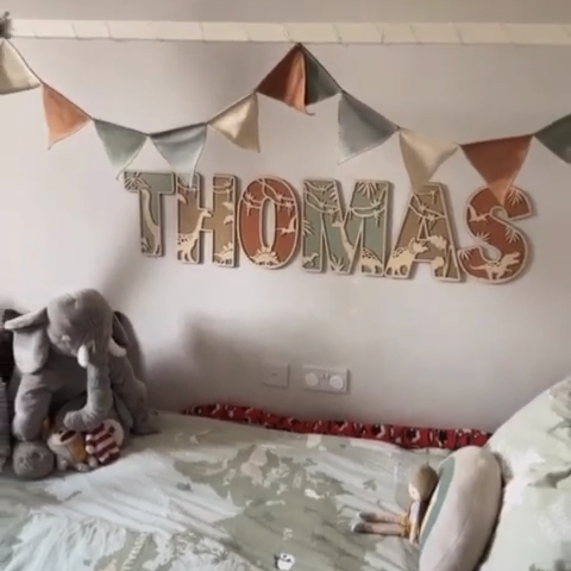Personalised Dinosaur Wooden Wall Letters – Nursery & Bedroom Decor