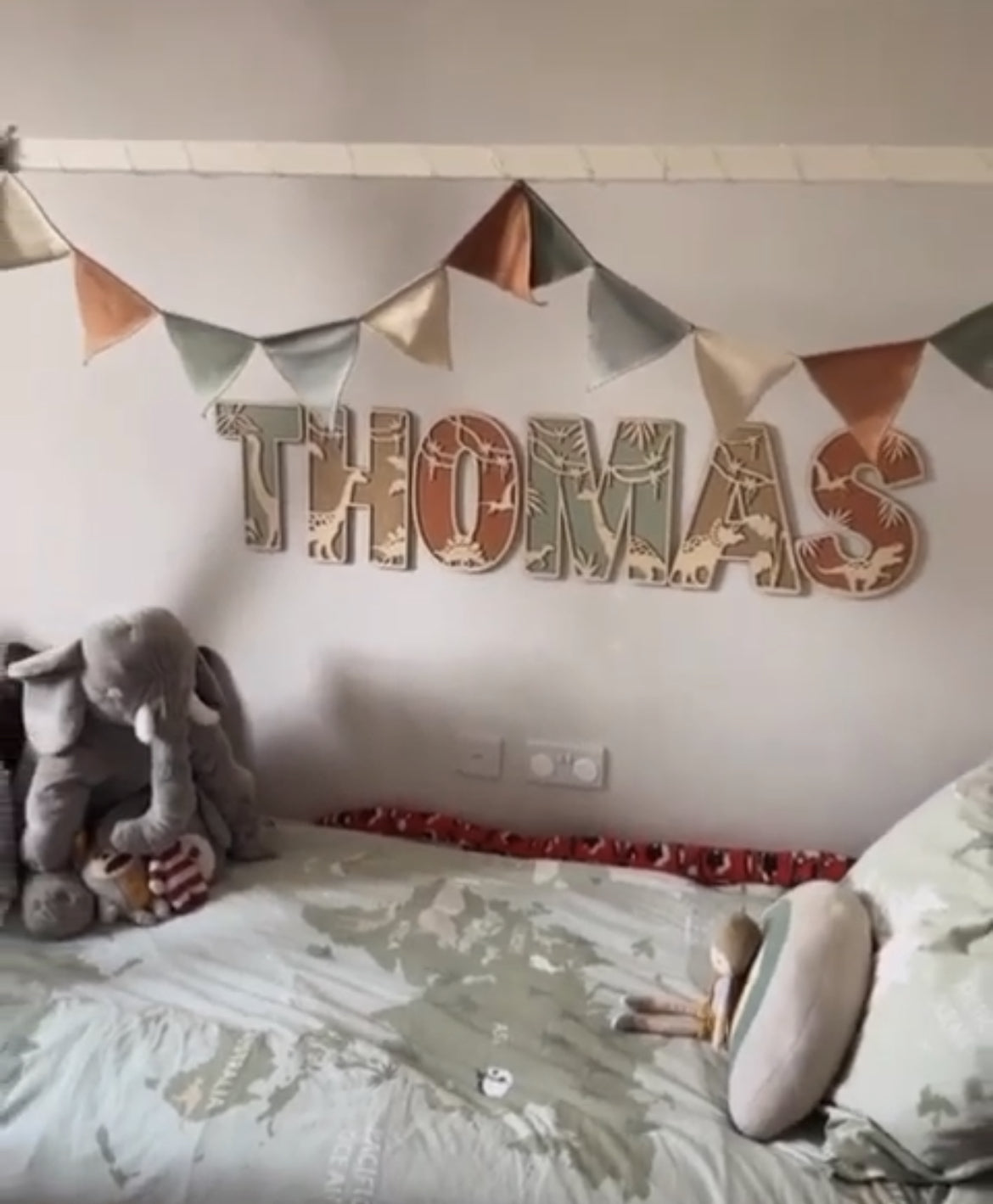 Personalised Dinosaur Wooden Wall Letters – Nursery & Bedroom Decor