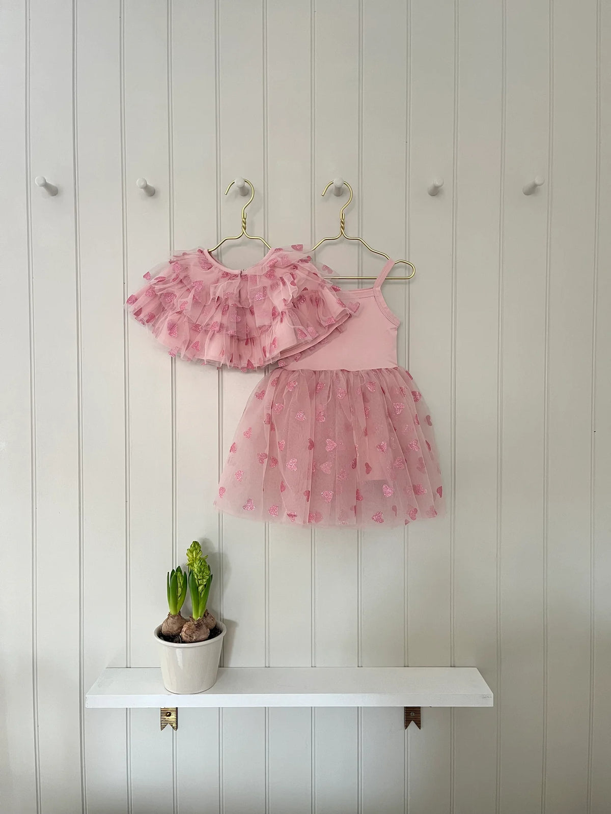 Pale Pink Tutu Dress – Pink & Glitter Hearts