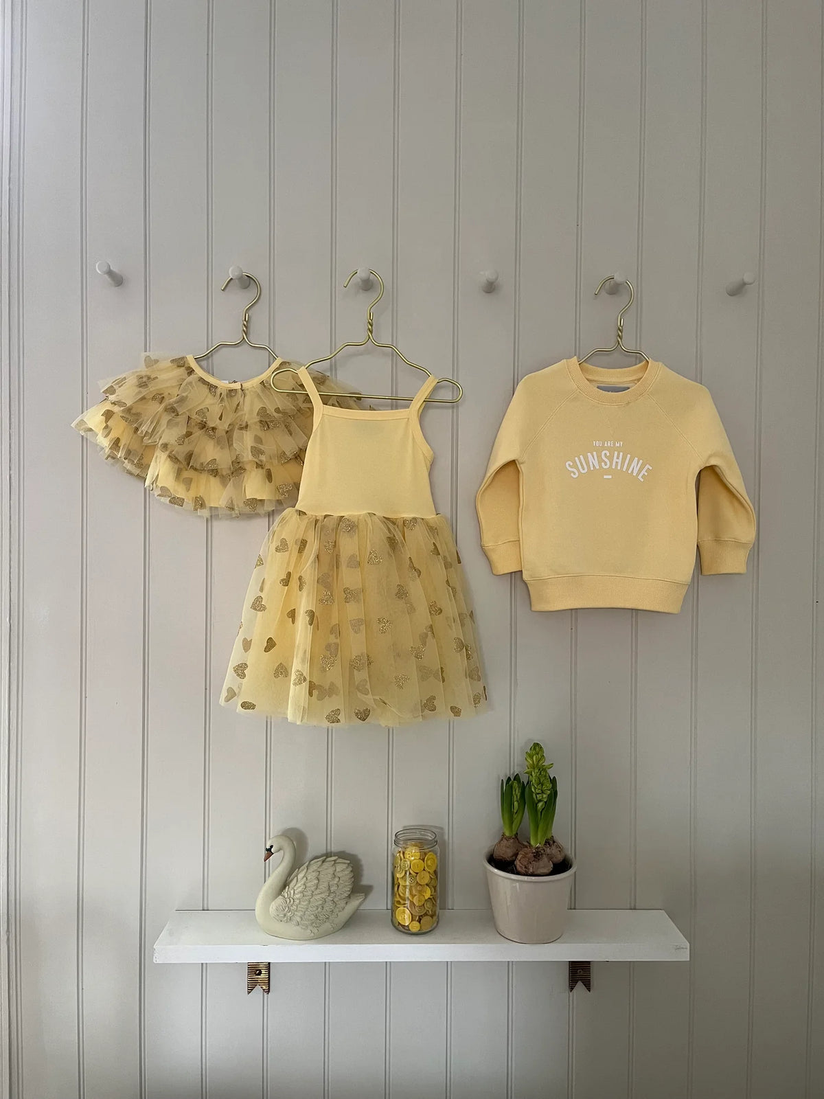 Lemon & Gold Glitter Heart Cape